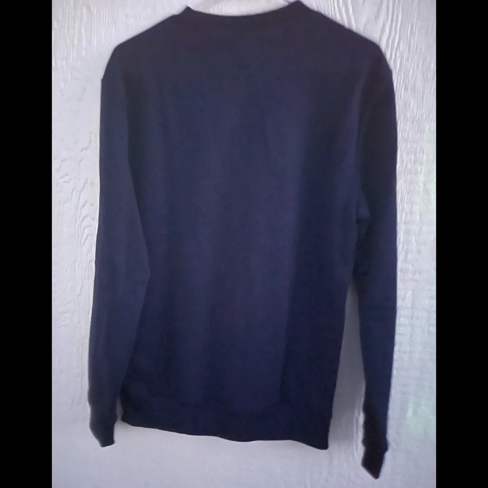 GAP Men's Fleece lined Gap Logo Pullover Sweatshirt crewneck navy blue sz S - Picture 3 of 4